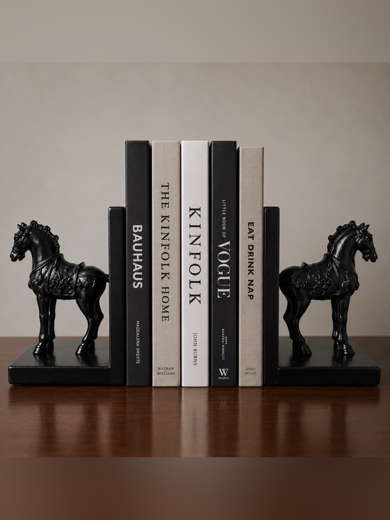 Other - Vintage Black Horse Bookends — Decorative Shelf Support